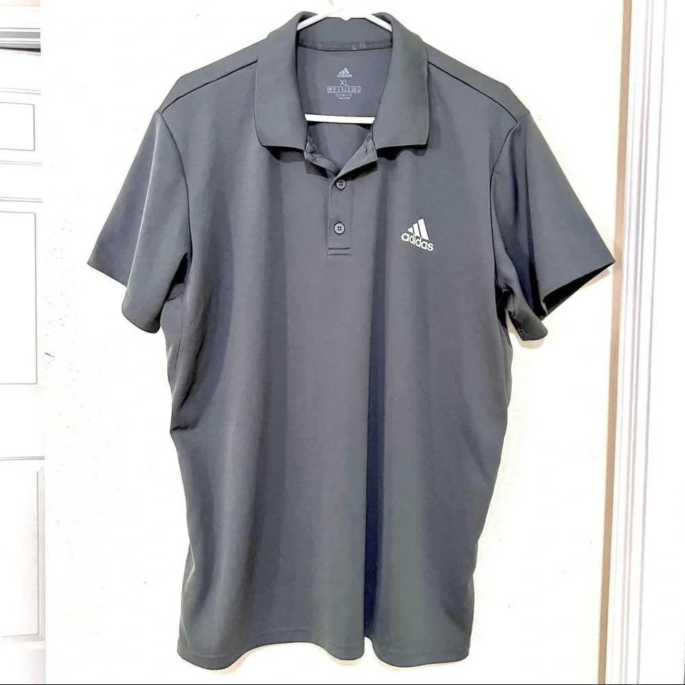 ADIDAS Men’s Large Ultimate365 Solid Polo Shirt charcoal XL